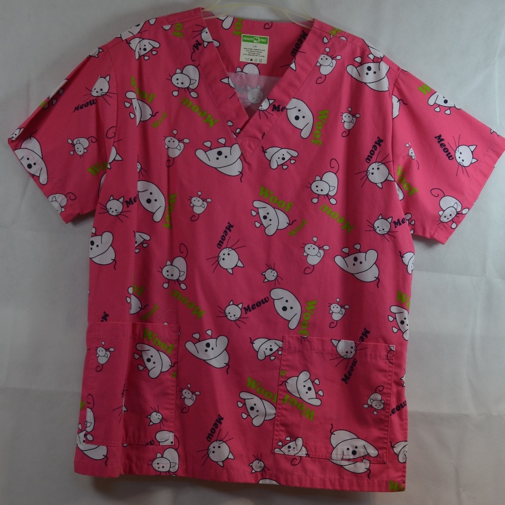 Pink Scrub Top SZ L